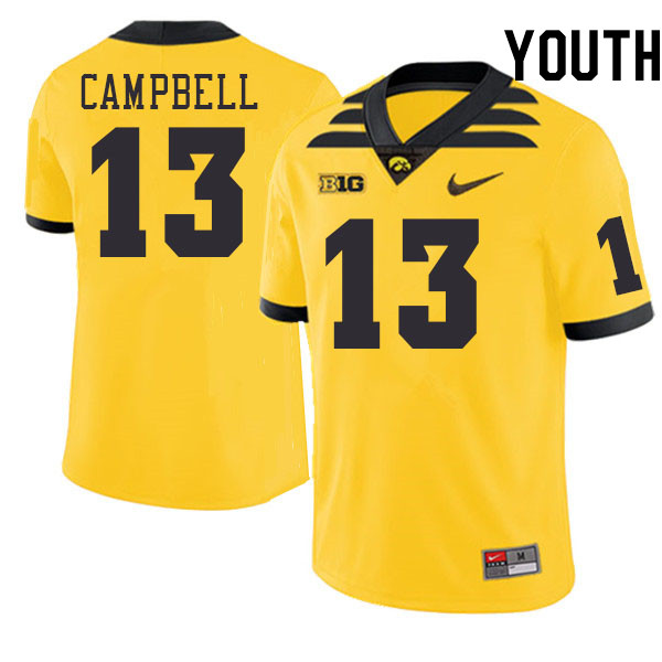 Youth #13 Drew Campbell Iowa Hawkeyes College Football Jerseys Stitched-Gold